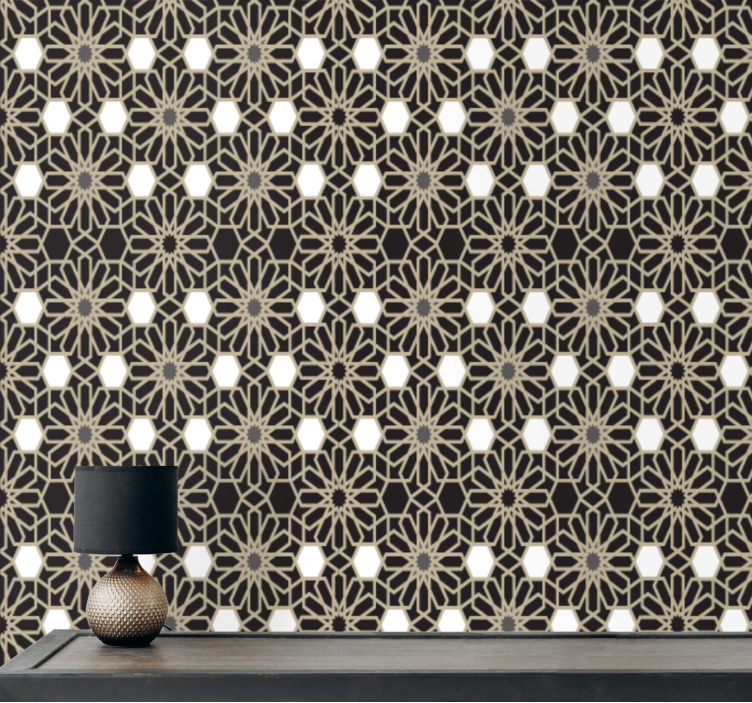 Geometric Floral Theme tile effect wallpaper - TenStickers