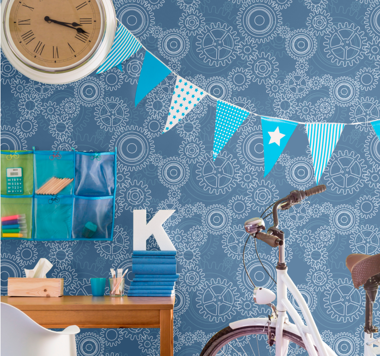 Geometric Gear Patterns 3 d wall paper - TenStickers