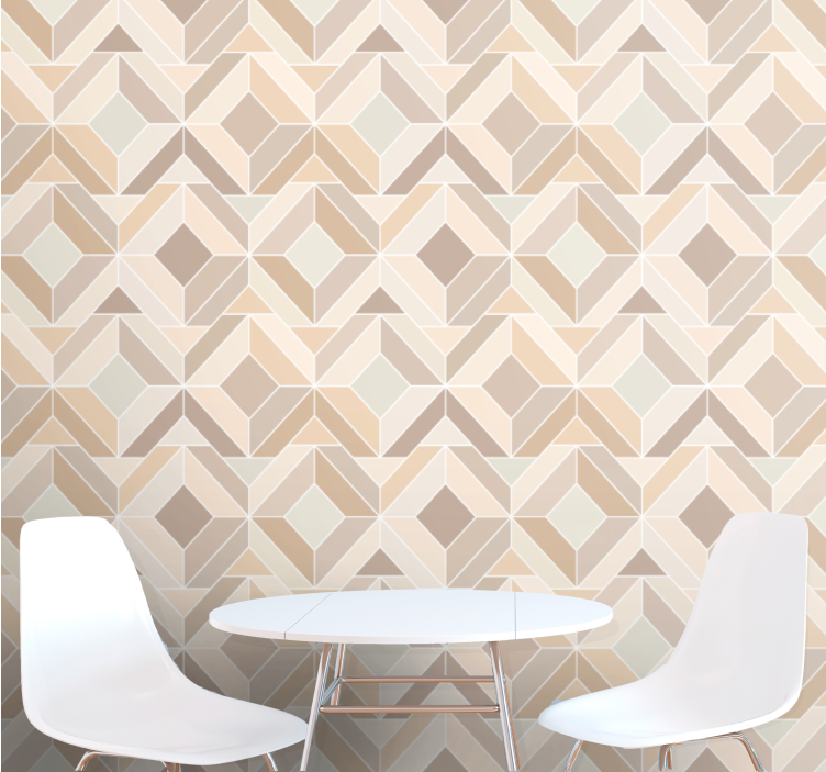 Beige layered shapes geometric wallpaper - TenStickers