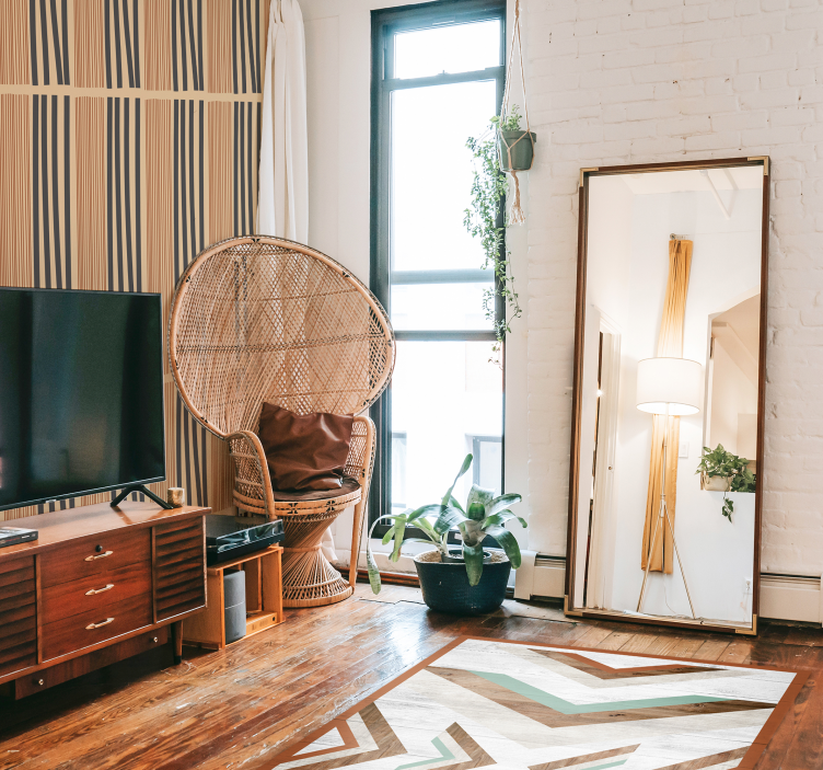 Boho stripes design living area wallpaper - TenStickers