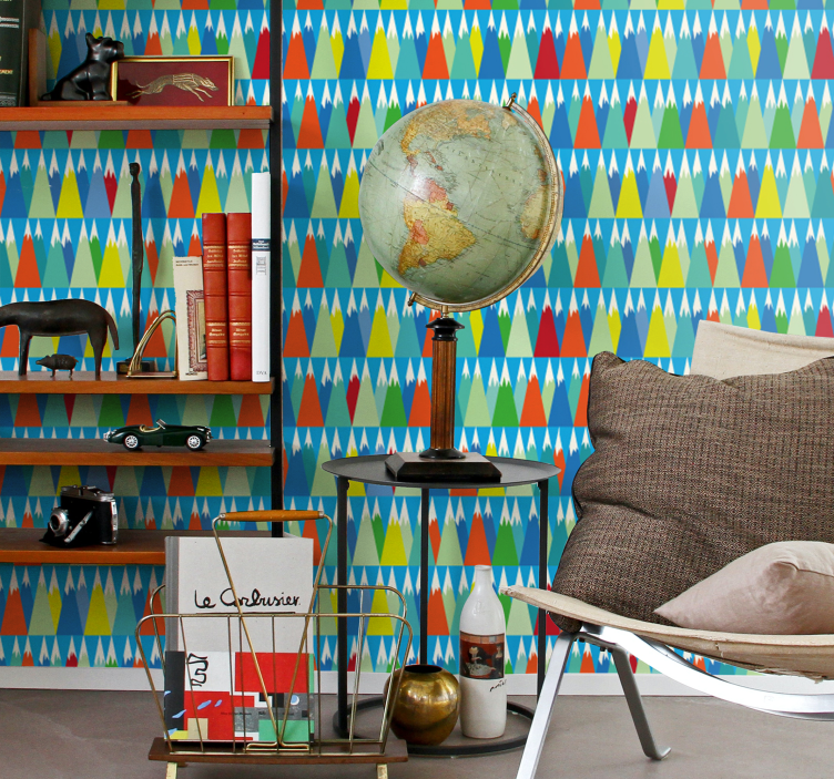 Geometric Mountainscape wallpaper geometric - TenStickers