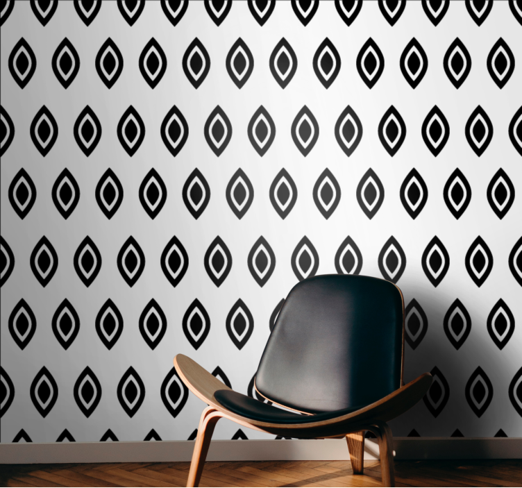 Geometric pattern black and white Wallpaper - TenStickers
