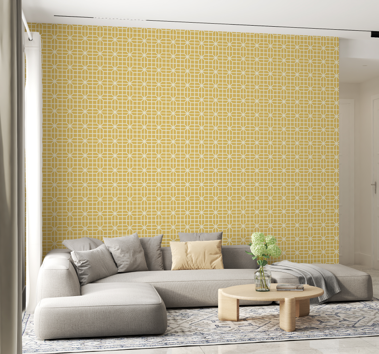 Geometric pattern yellow wallpaper - TenStickers