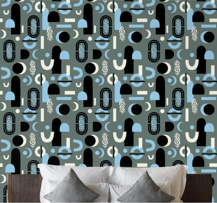 Geometric Shapes Collage contemporary wallpaper - TenStickers