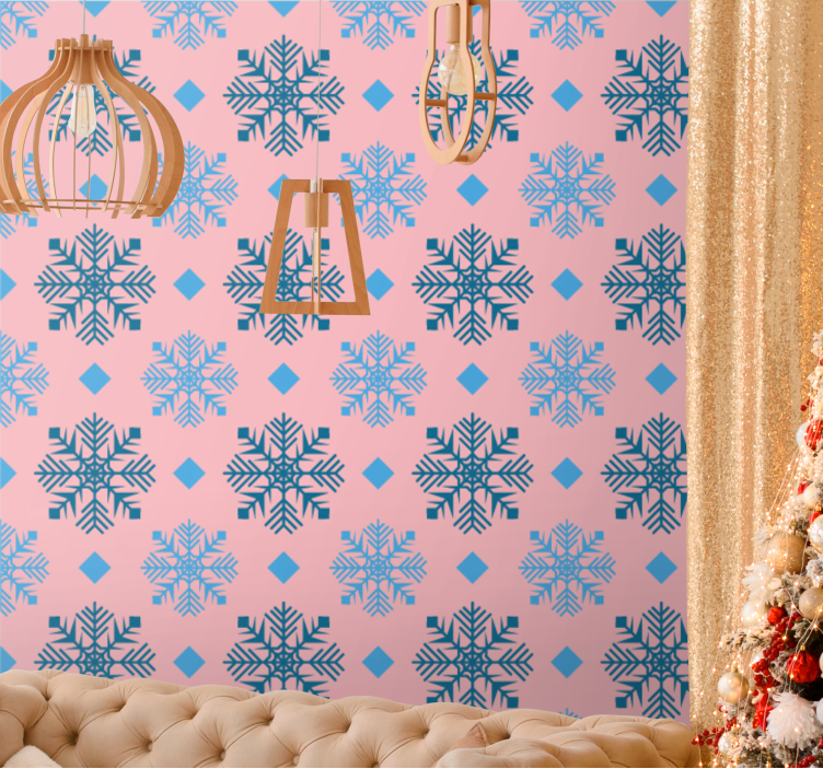 Geometric Snowflake Pattern holiday christmas wallpaper - TenStickers