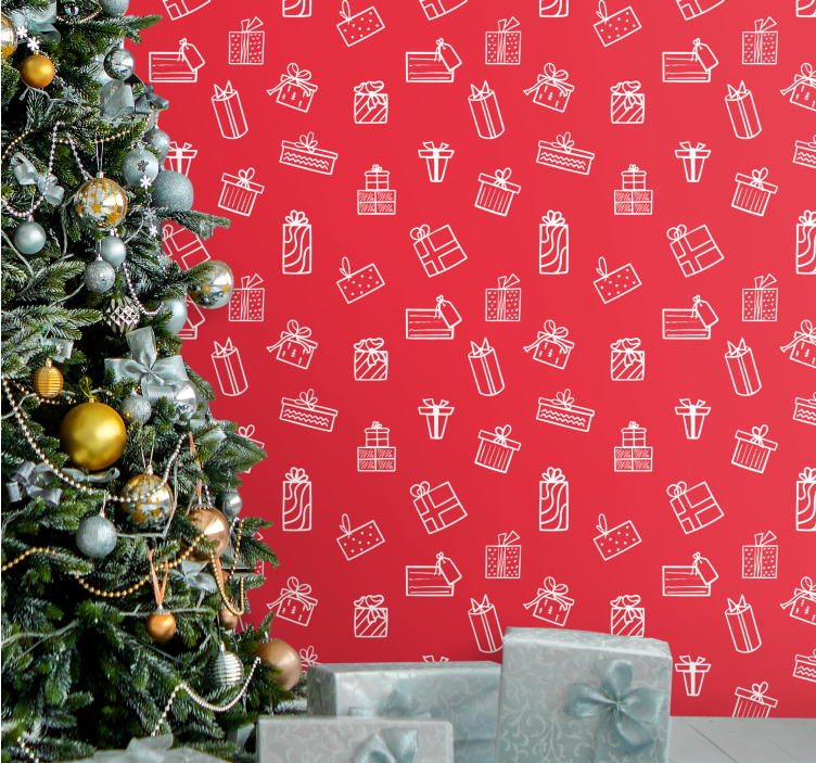 Gift Pattern Motif holiday christmas wallpaper - TenStickers