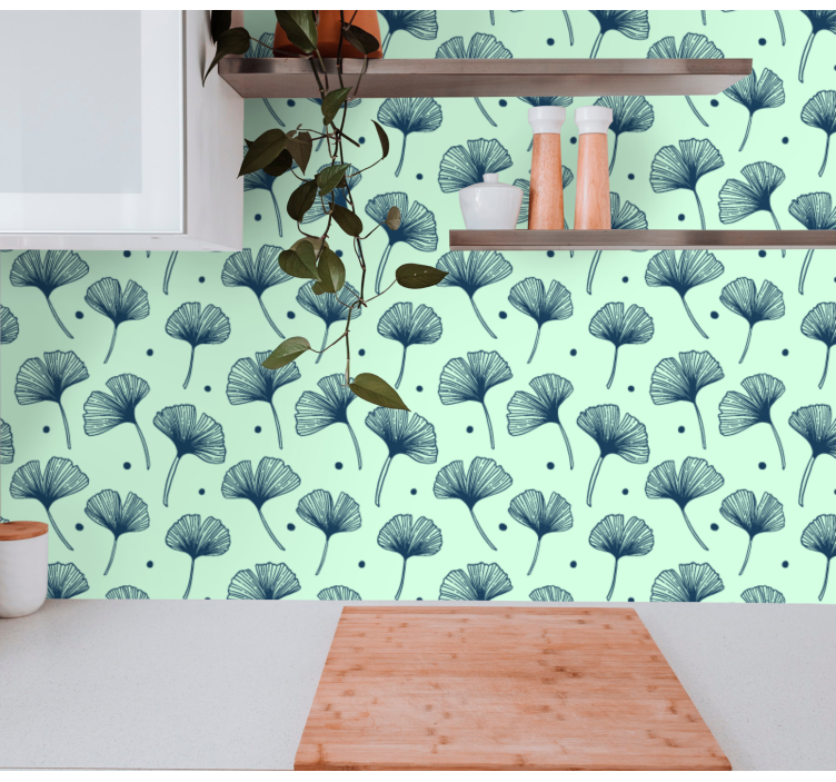 Ginkgo Leaf Pattern leaves wallpaper - TenStickers