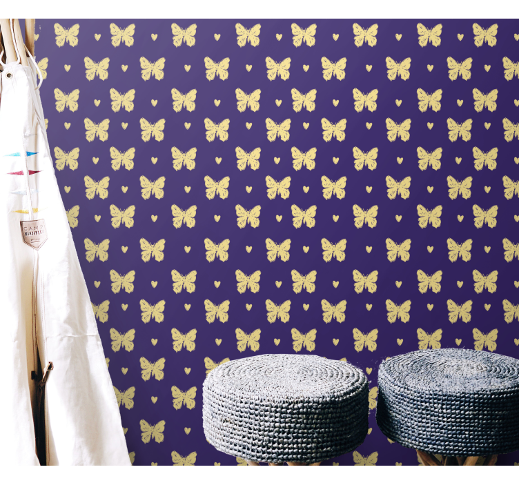 Blue and golden pattern butterflies wallpaper - TenStickers