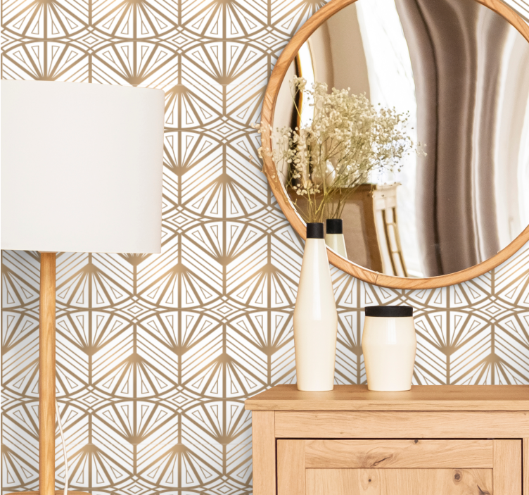 Golden geometric pattern contemporary wallpaper - TenStickers
