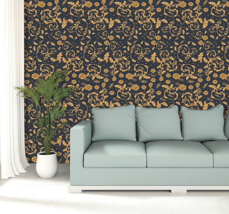 Golden Leaf Nature Wallpaper - TenStickers