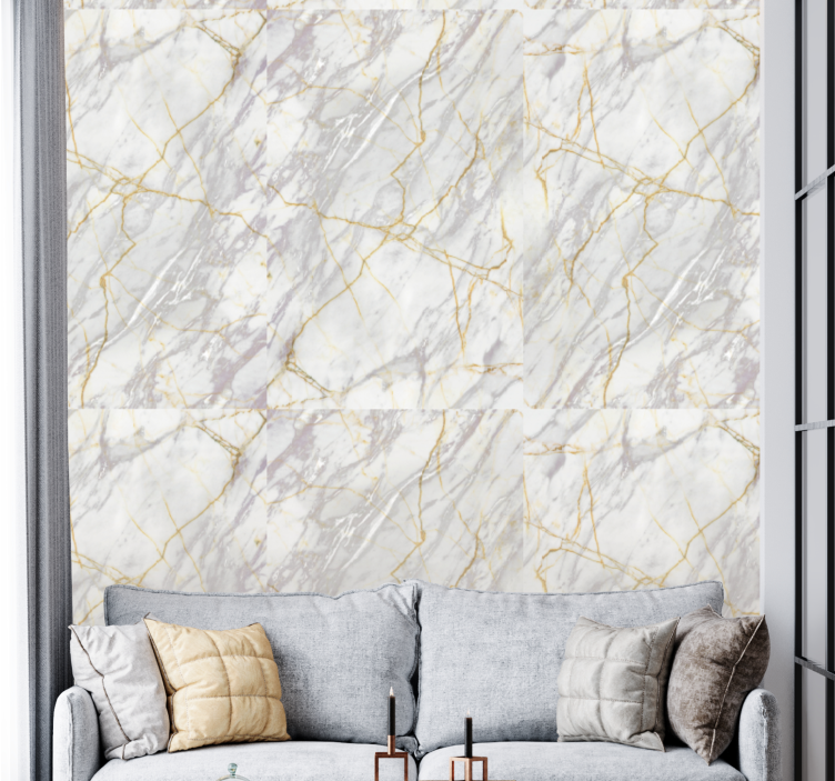 Grey and golden surface marble effect wallpaper - TenStickers
