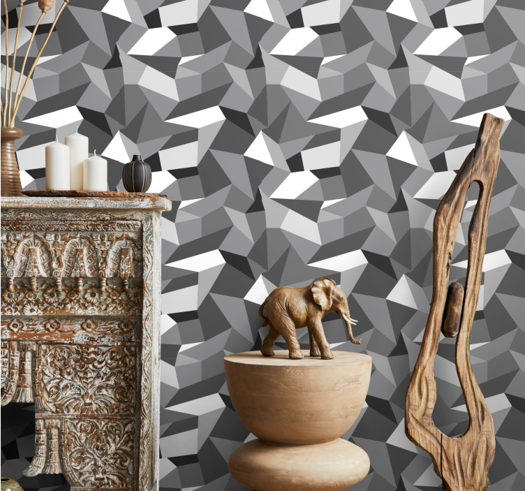 Grey irregular shapes wallpaper geometric - TenStickers