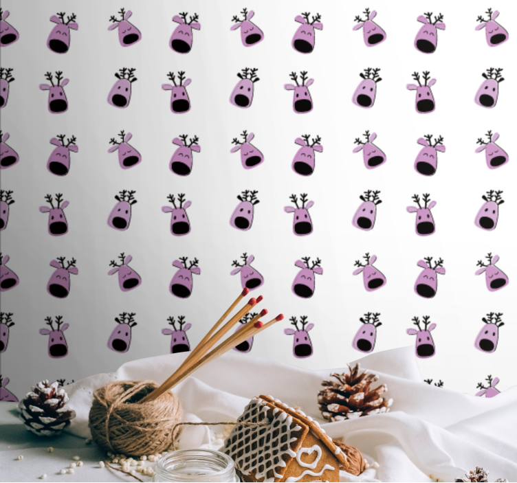 Happy Reindeer Faces animals wallpaper - TenStickers