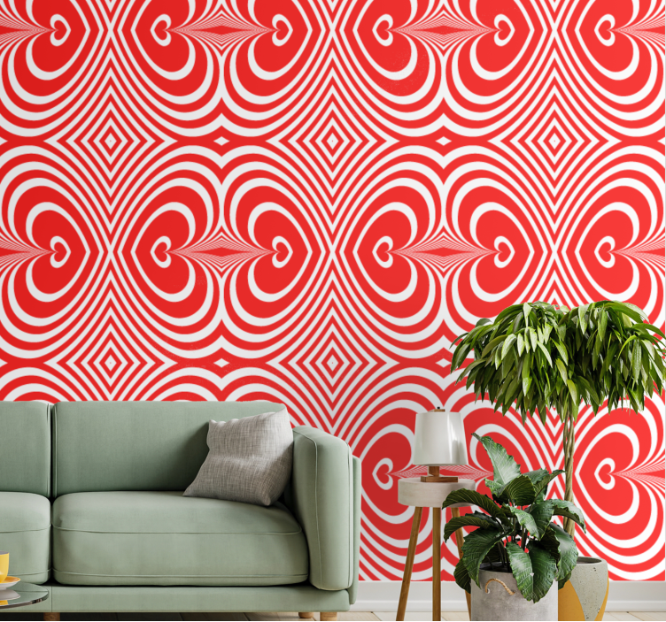 Heart Pattern Motif wallpaper geometric - TenStickers