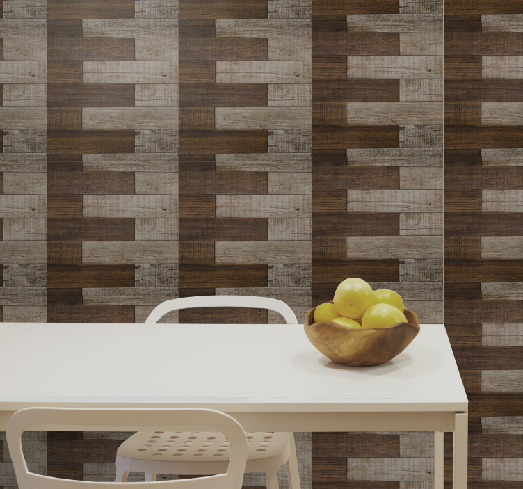 Herringbone Parquet wood effect wallpaper - TenStickers