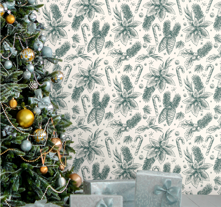 Holiday Botanical Motif holiday christmas wallpaper - TenStickers
