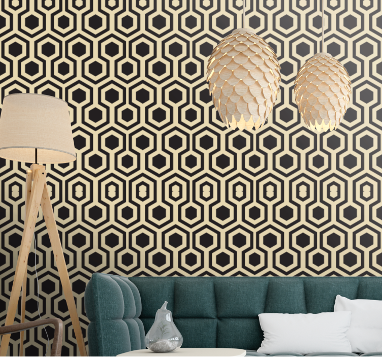 Honeycomb Hexagon Pattern wallpaper geometric - TenStickers