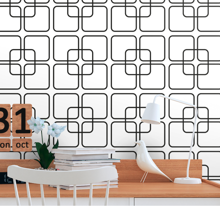 Interlocking Squares wallpaper geometric - TenStickers