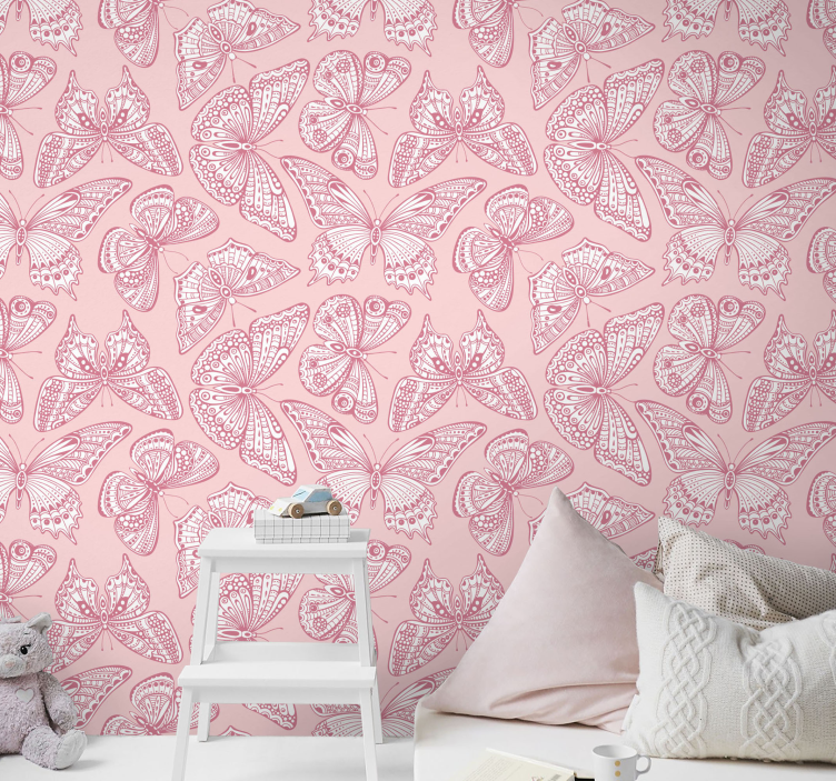 Intricate Butterfly Pattern butterflies wallpaper - TenStickers