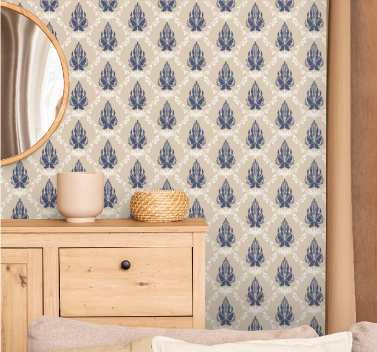 Leafy Floral Motif baroque wallpaper - TenStickers