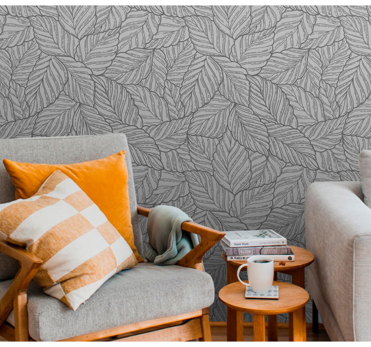 Leafy Motif leaves wallpaper - TenStickers