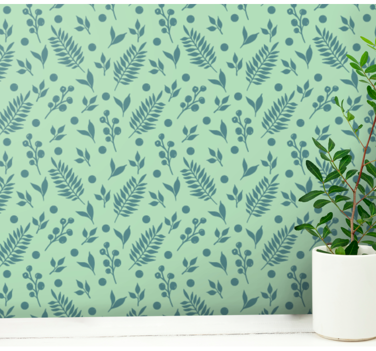 Green pattern inspiration leaves wallpaper - TenStickers