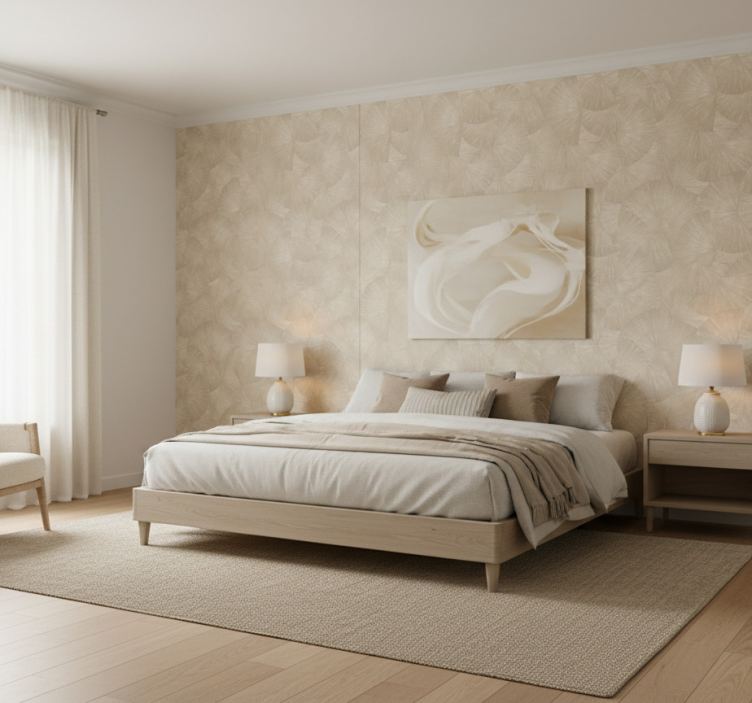 Leaves wallpaper chic tan abstract fan - TenStickers