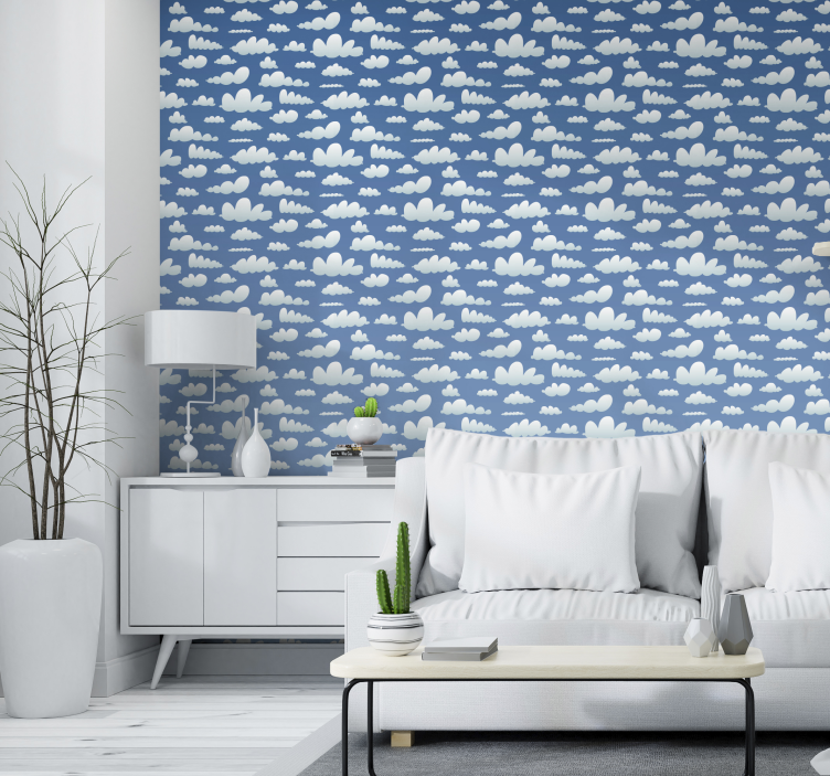 Sky with clouds living room wallpaper - TenStickers