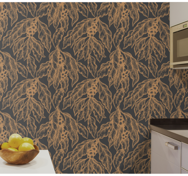 Lush Botanical Pattern leaves wallpaper - TenStickers