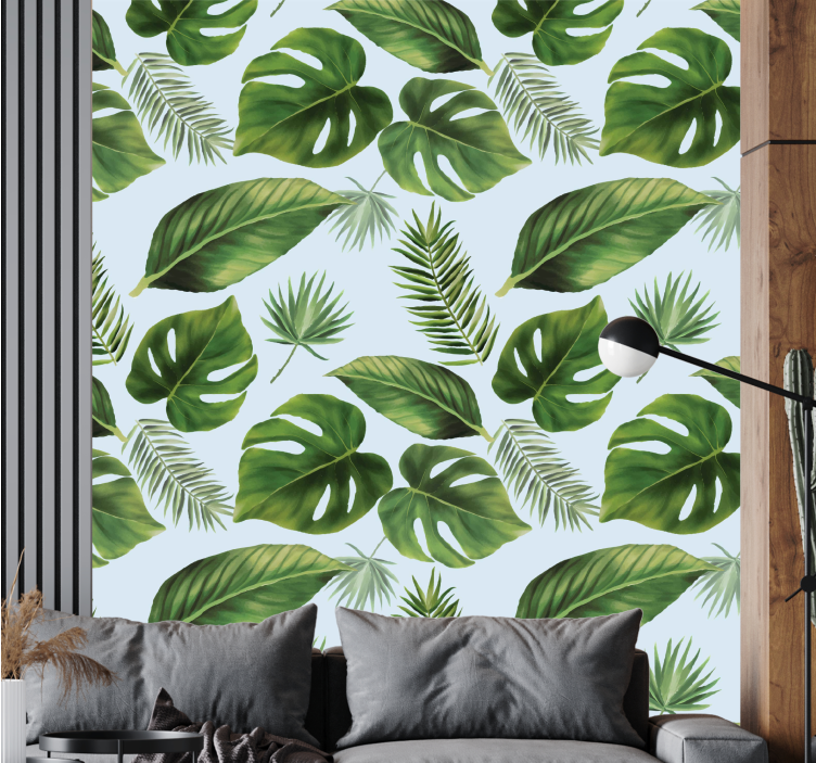 Lush green foliage leaves wallpaper - TenStickers