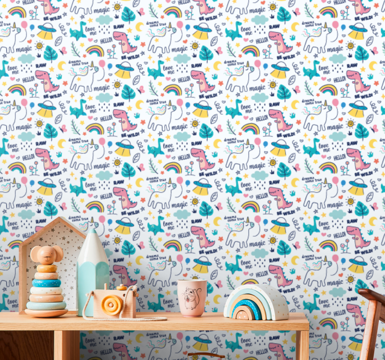 Magical Creatures Pattern butterflies wallpaper - TenStickers