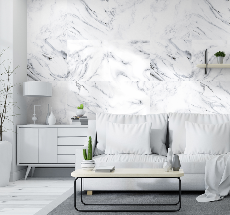 Elegant marble texture white wallpaper - TenStickers