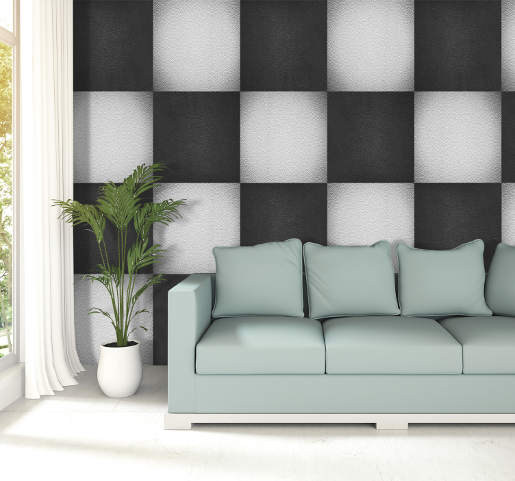 Monochrome Squares Pattern wallpaper squares - TenStickers