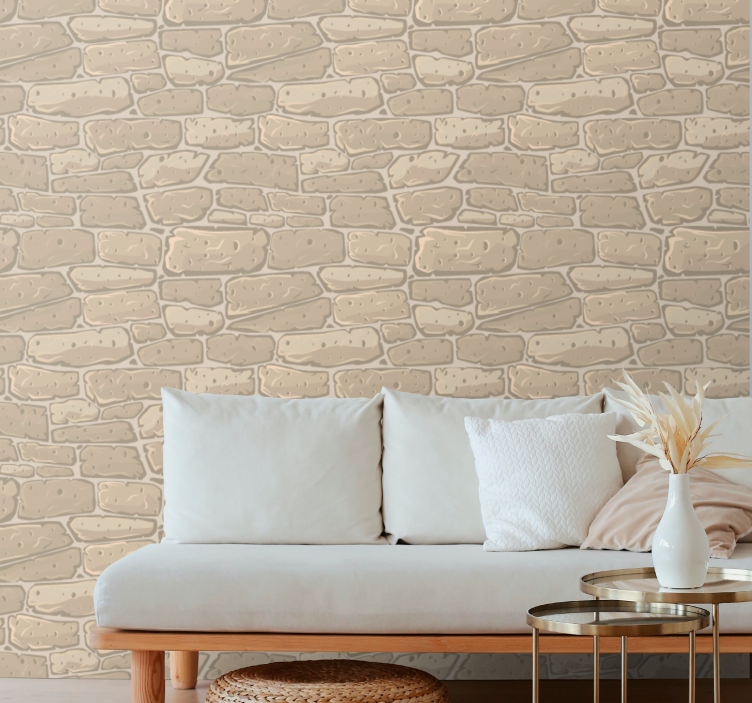 Natural organised motif stone effect wallpaper - TenStickers