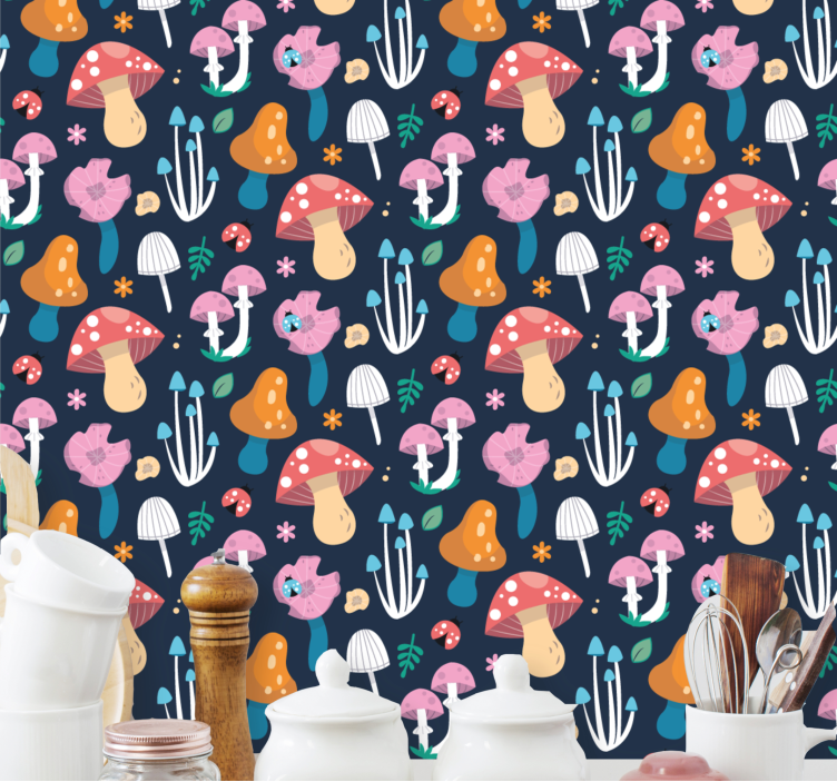 Nautical Mushrooms contemporary wallpaper - TenStickers