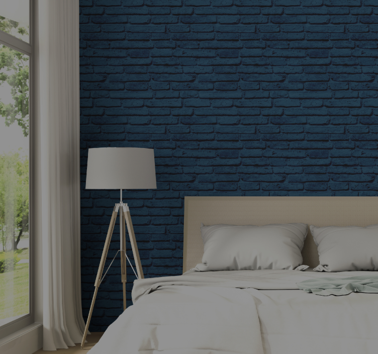 Navy pattern bricks wallpaper - TenStickers