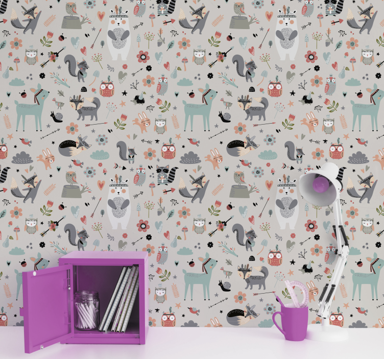 Nordic style forest themed children wallpaper - TenStickers