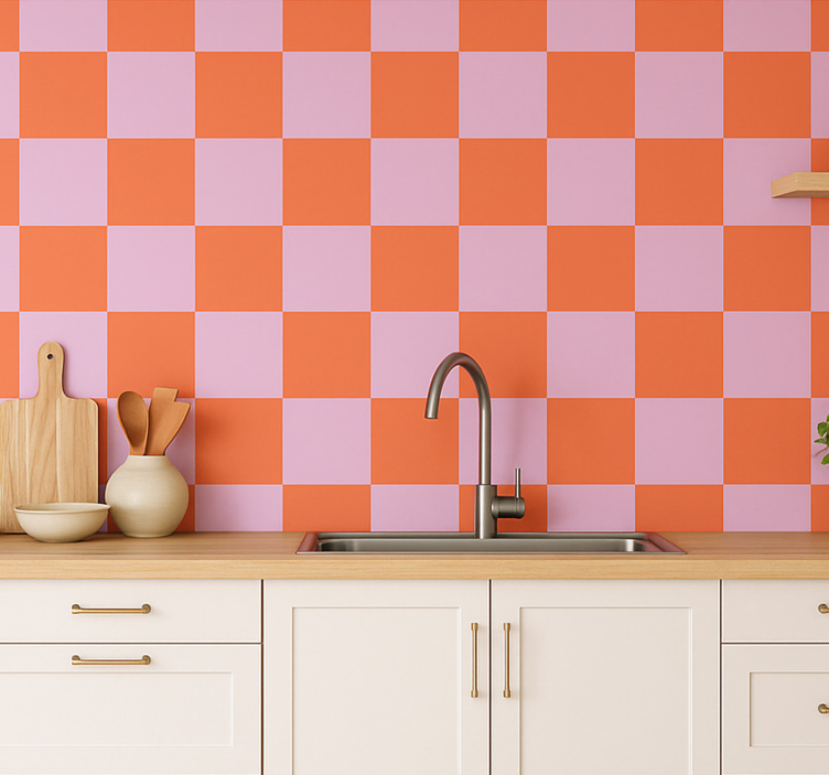 Orange shades motif tile effect wallpaper - TenStickers