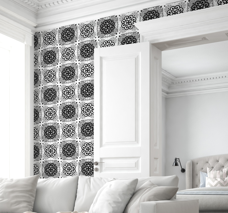 Ornate Tile Pattern wallpaper effect tiles - TenStickers