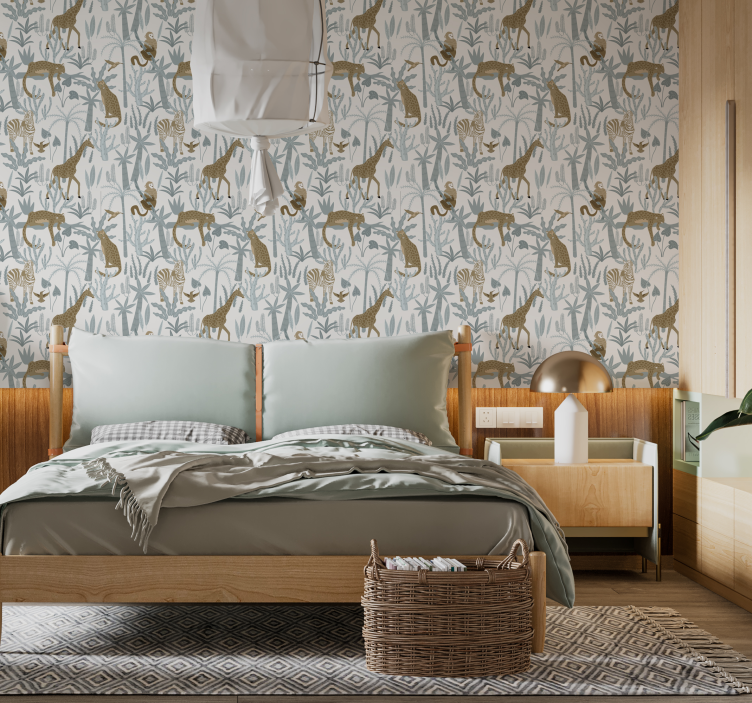 pastel color jungle pattern Wedding wallpaper - TenStickers