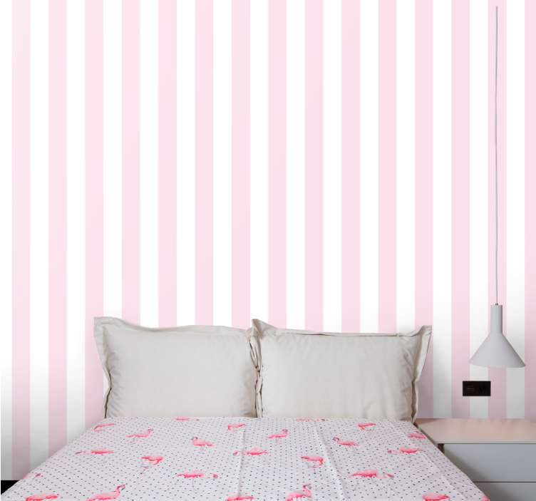 Pink and white minimalistic pattern wallpaper striped - TenStickers