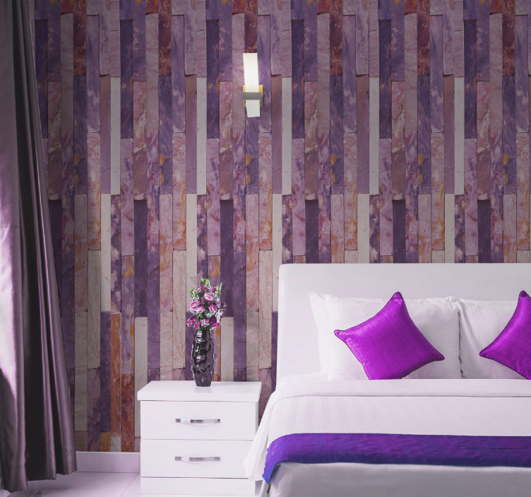 Pink elegant panels marble effect wallpaper - TenStickers