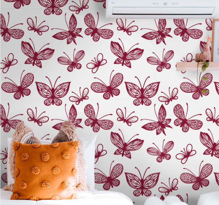 Pink flying pattern butterflies wallpaper - TenStickers