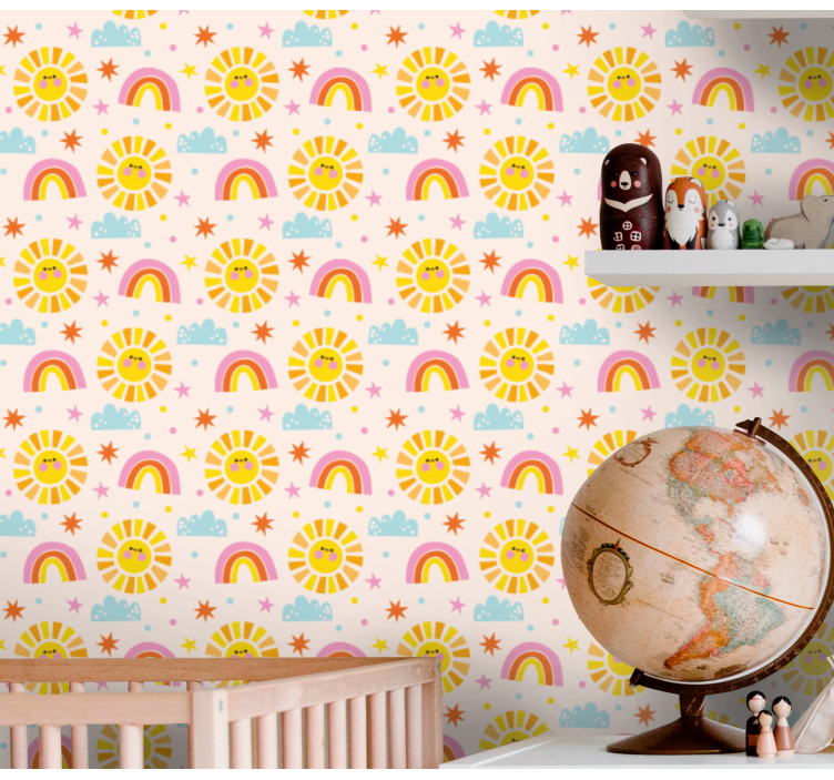 Pink rainbow pattern children wallpaper - TenStickers