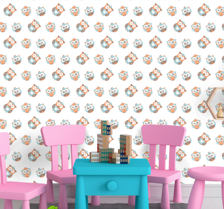 Owl Pattern wallpaper childrens room - TenStickers