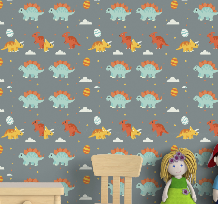 Playful Dinosaur Scene dinosaurs wallpaper - TenStickers