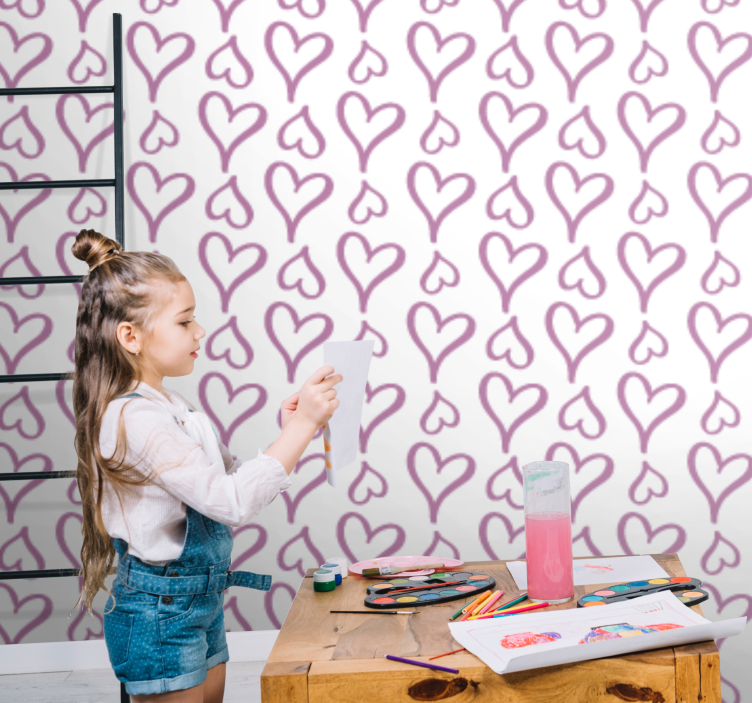 Playful Heart Motif ornamental wallpaper - TenStickers