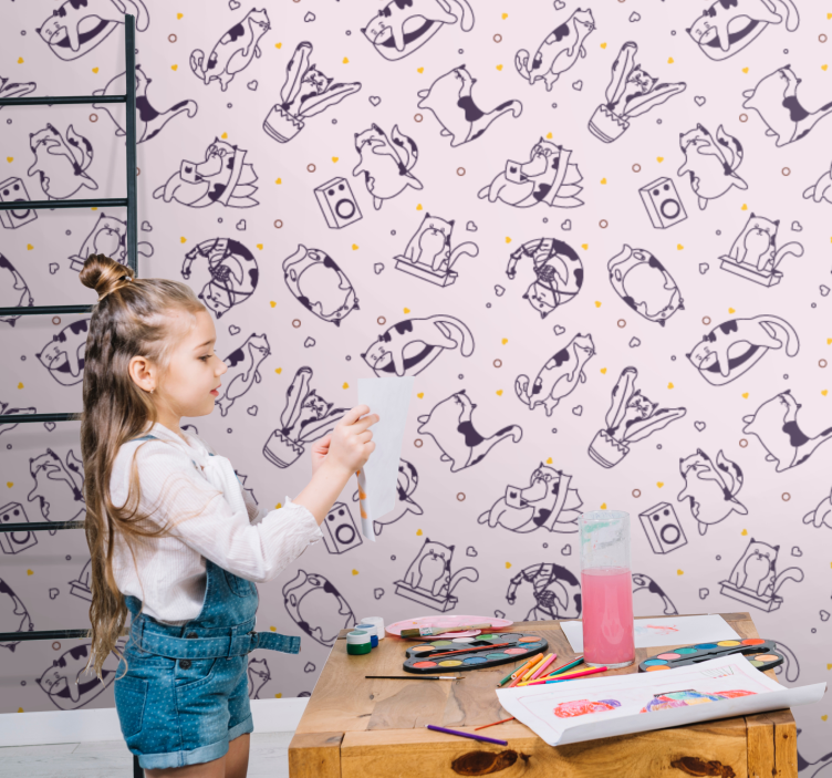 Playful Line Art nursery room wallpaper - TenStickers