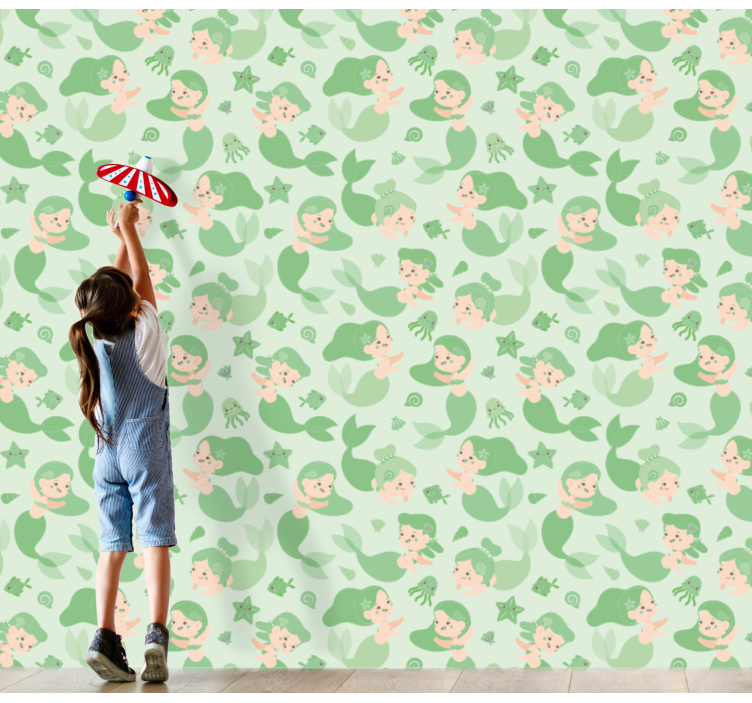 Playful Mermaids wallpaper childrens room - TenStickers