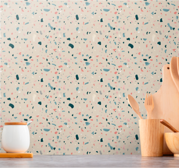 Beige terrazzo motif textured wallpaper - TenStickers